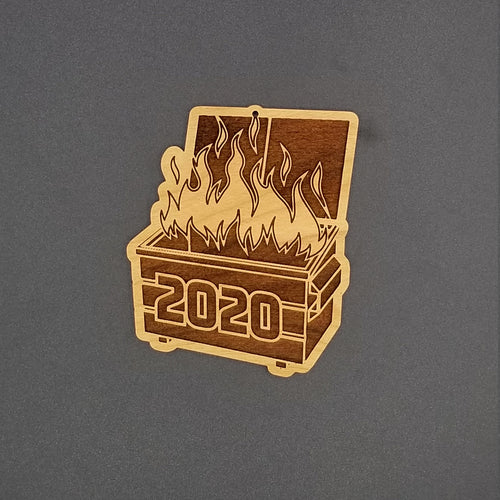 2020 dumpster fire cherry hardwood laser engraved ornament