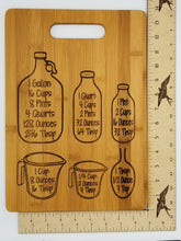 Load image into Gallery viewer, Kitchen measurement conversion bamboo cutting board
