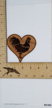 Load image into Gallery viewer, Love cock rooster wood heart shaped ornament
