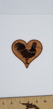 Load image into Gallery viewer, Love cock rooster wood heart shaped ornament
