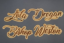 Load image into Gallery viewer, Custom name cut out wooden ornament
