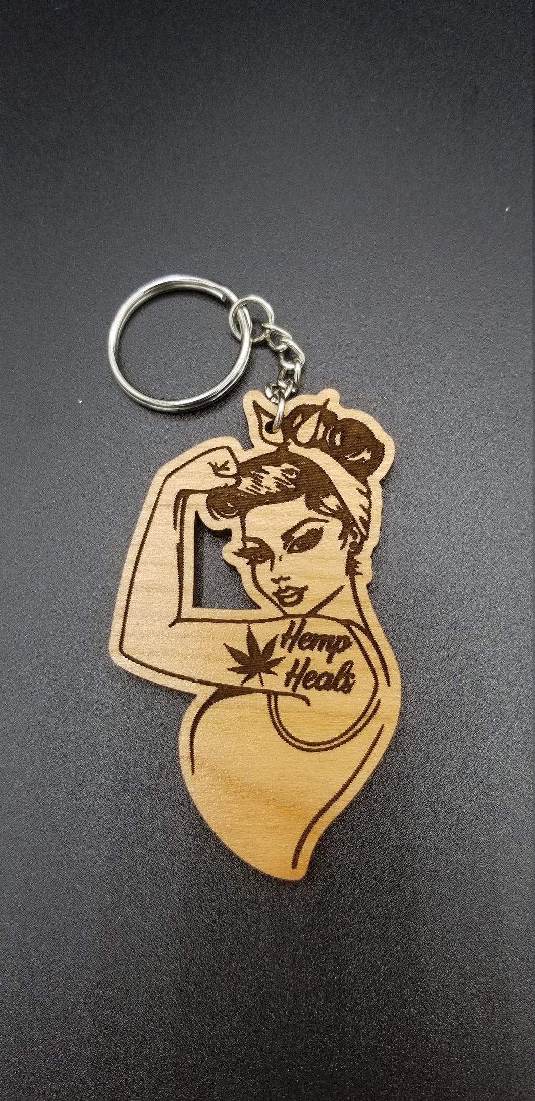 Hemp heals cbd rosie the riveter keychain