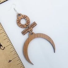 Load image into Gallery viewer, Goddess cherry wood earrings
