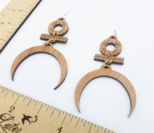 Load image into Gallery viewer, Goddess cherry wood earrings
