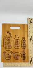 Load image into Gallery viewer, Kitchen measurement conversion bamboo cutting board
