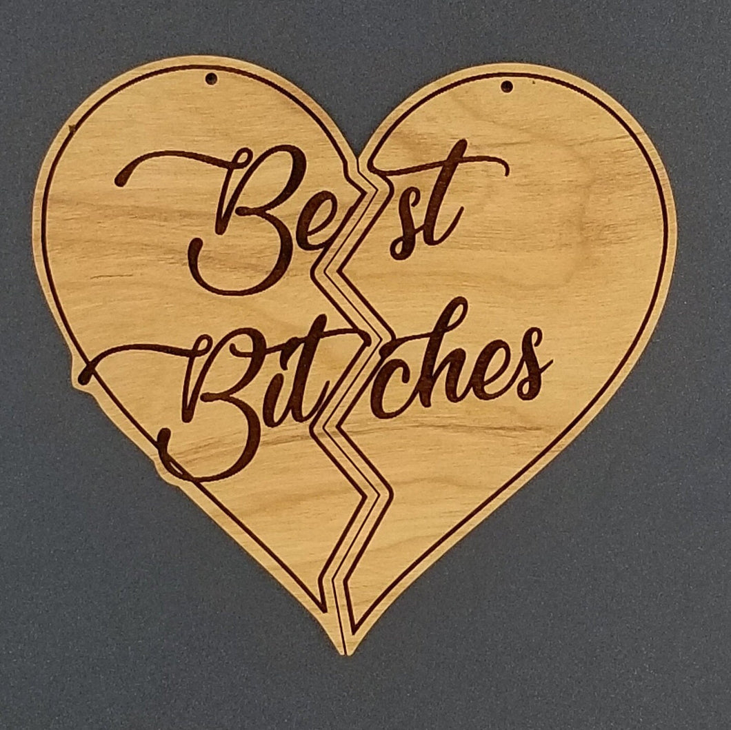 Best bitches split heart ornament