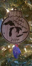 Load image into Gallery viewer, Lake michigan wooden christmas ball ornament
