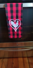 Load image into Gallery viewer, Cock lover embroidered red and black plaid towel
