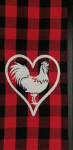 Load image into Gallery viewer, Cock lover embroidered red and black plaid towel
