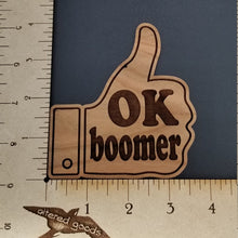 Load image into Gallery viewer, Ok boomer cherry hardwood laser engraved ornament
