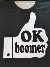 Load image into Gallery viewer, Ok boomer thumbs up t shirt.
