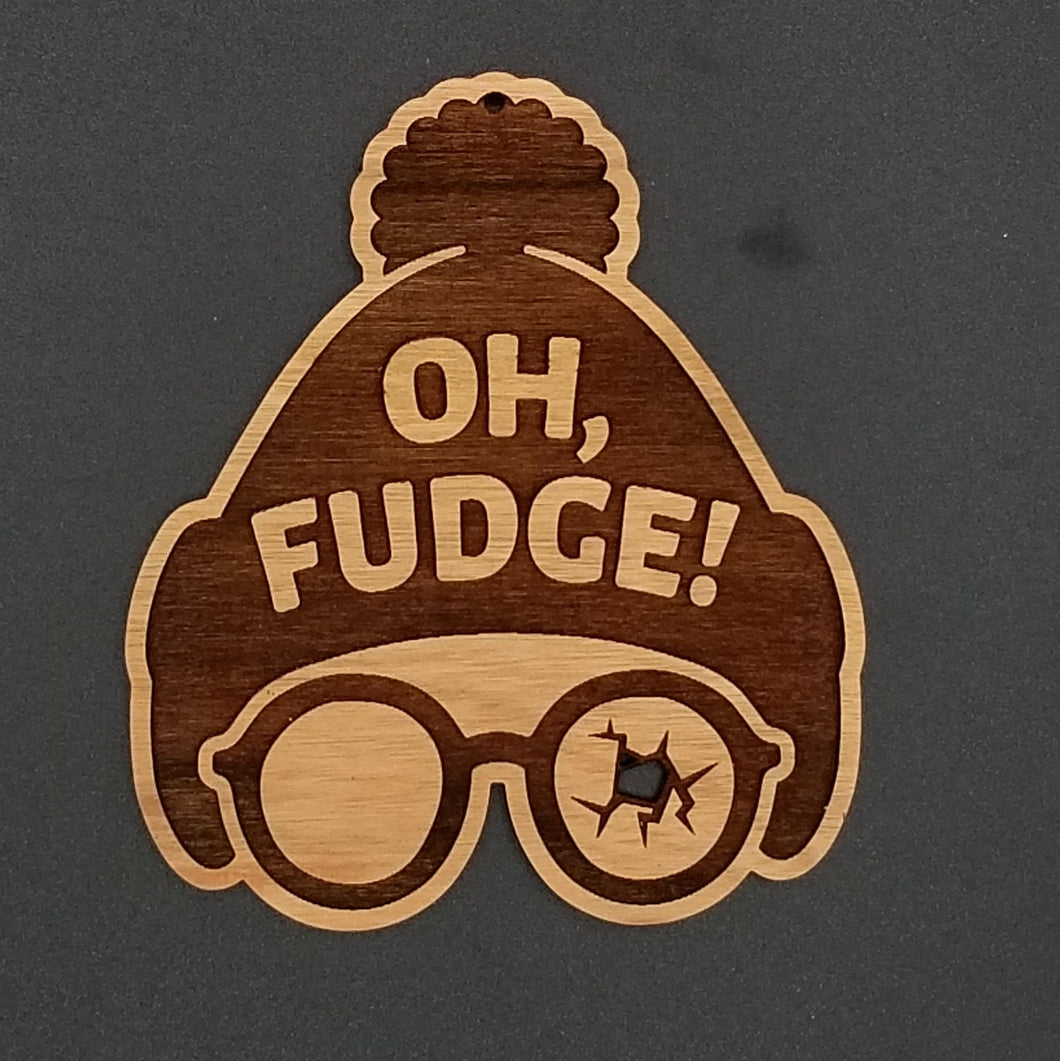 Oh fudge christmas story cherry wood ornament