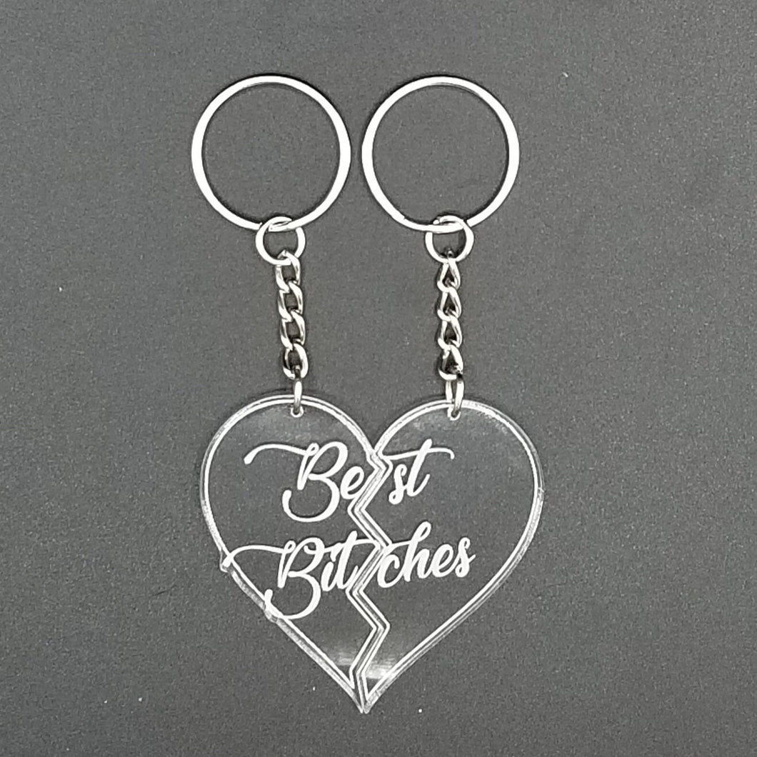 Best bitches split heart keychains