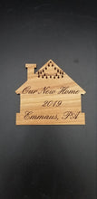 Load image into Gallery viewer, Our new home personalized hardwood ornament
