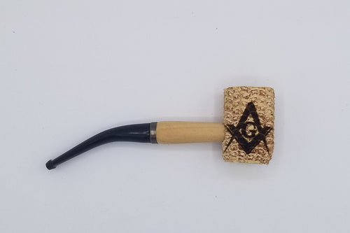 Freemason square and compass corn cob pipe