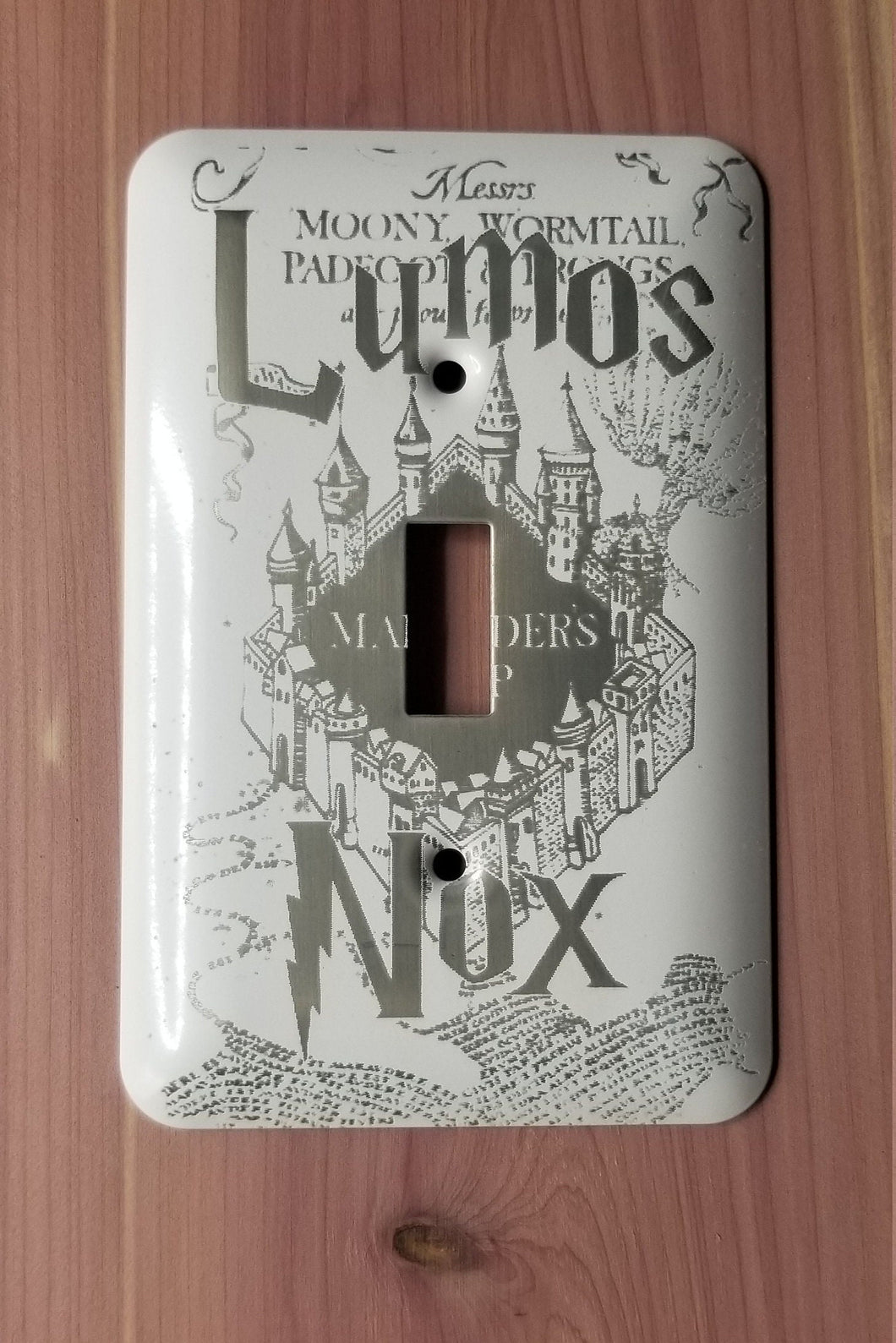 Lumos and nox light switch cover metal