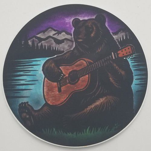 Guitar bear sticker