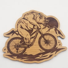 Load image into Gallery viewer, Mountain bike bear hardwood ornament
