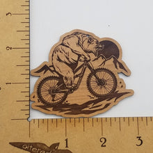 Load image into Gallery viewer, Mountain bike bear hardwood ornament
