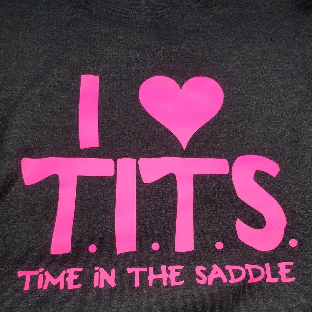 I heart tits time in the saddle biking Crew neck