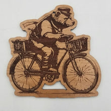 Load image into Gallery viewer, Old time bike bear hardwood ornament
