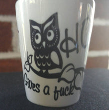 Load image into Gallery viewer, Hoo gives a fuck owl shot glass
