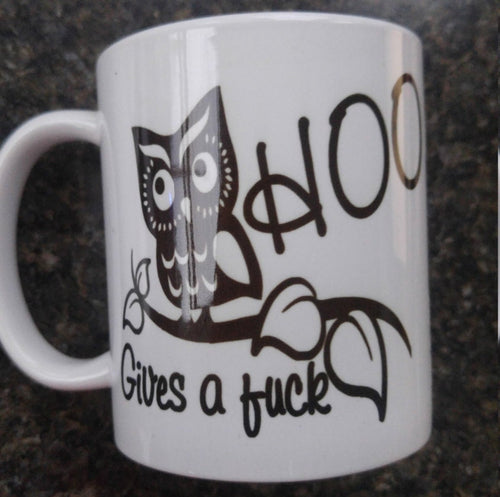 Hoo gives a fuck owl coffee mug