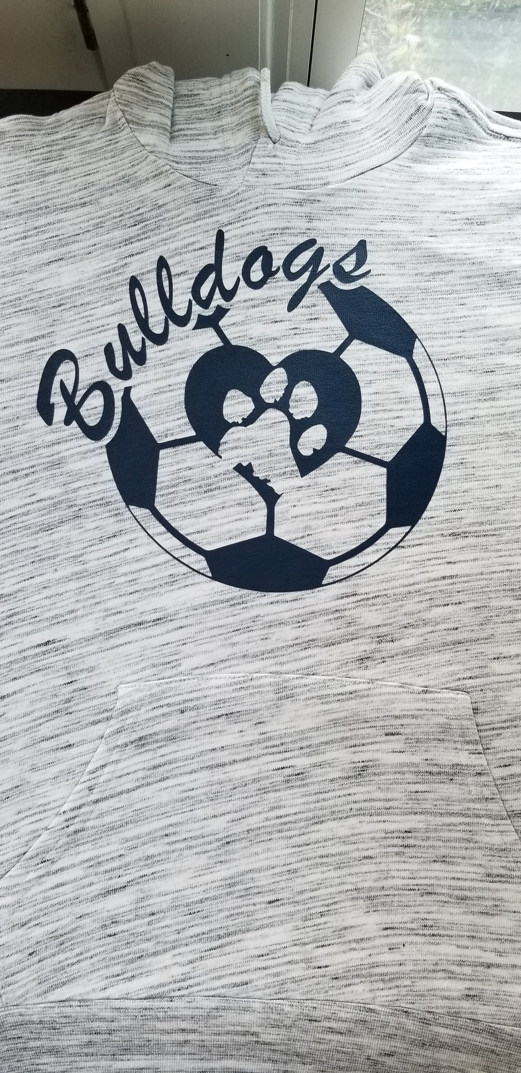 Bulldogs soccer ball heart hoodie marble grey