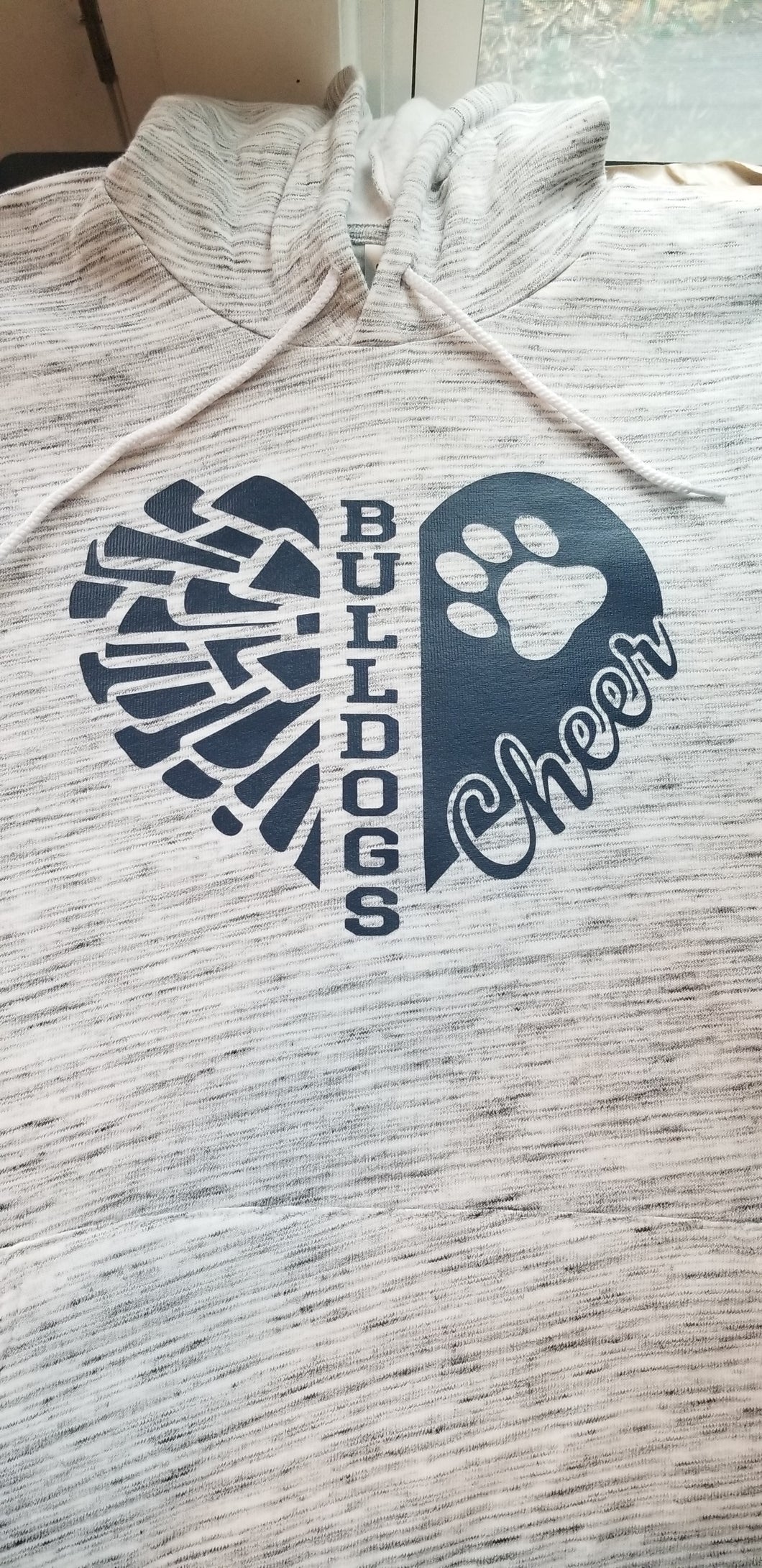 Bulldogs cheer heart hoodie marble grey