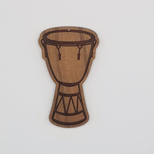 Load image into Gallery viewer, Djembe laser engraved cherry wood christmas ornament
