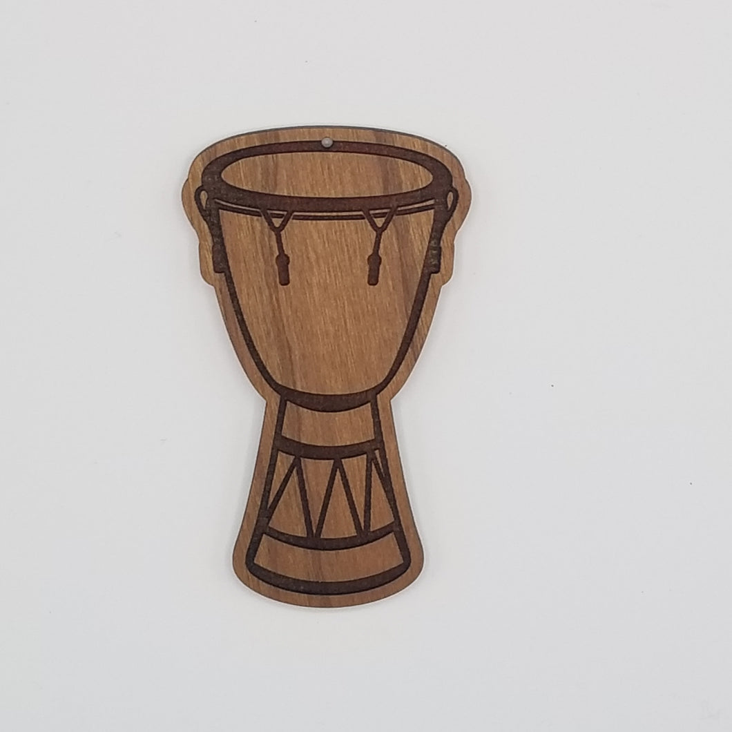 Djembe laser engraved cherry wood christmas ornament