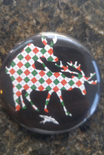 Humping reindeer christmas argyle button - Altered Goods