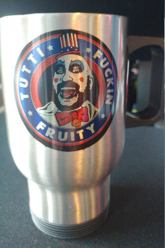 Tutti fuckin fruity travel coffee mug - Altered Goods