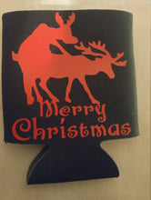 Load image into Gallery viewer, Christmas beer can cooler humping reindeer - Altered Goods
