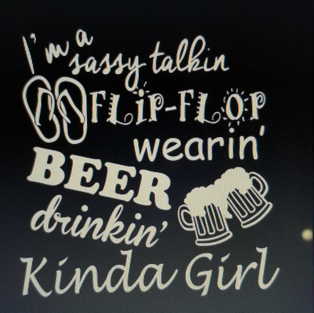 Sassy talking flip flop wearing beer drinking kinda girl hoodie - Altered Goods