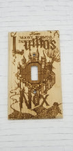 Load image into Gallery viewer, Marauders map lumos and nox light switch cover wood - Altered Goods
