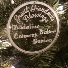 Load image into Gallery viewer, Great grandmas blessings name ornament - Altered Goods
