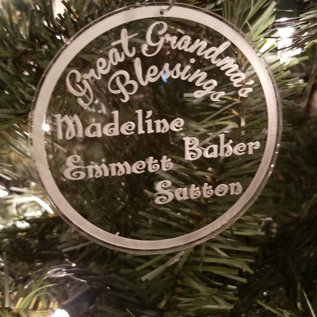 Great grandmas blessings name ornament - Altered Goods