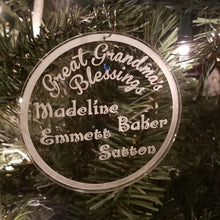 Load image into Gallery viewer, Great grandmas blessings name ornament - Altered Goods
