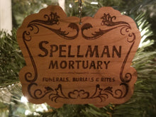 Load image into Gallery viewer, Spellman mortuary sign praise satan ornament - Altered Goods
