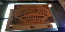 Load image into Gallery viewer, Ouija board bamboo cutting board with maple planchette - Altered Goods
