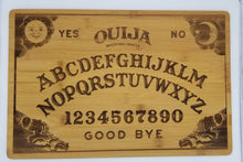 Load image into Gallery viewer, Ouija board bamboo cutting board with maple planchette - Altered Goods
