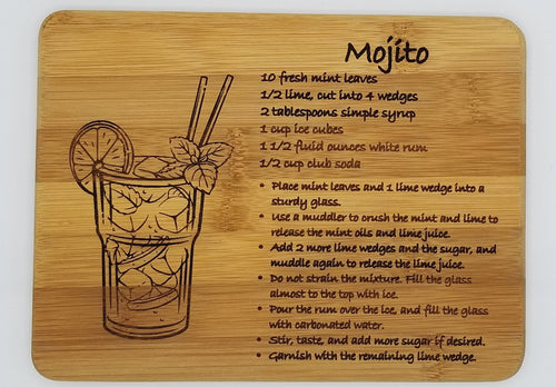 Mojito drink recipe bamboo cutting board - Altered Goods