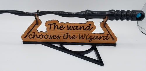 The wand chooses the wizard Cherry wood wand stand with deathly Hallows base - Altered Goods