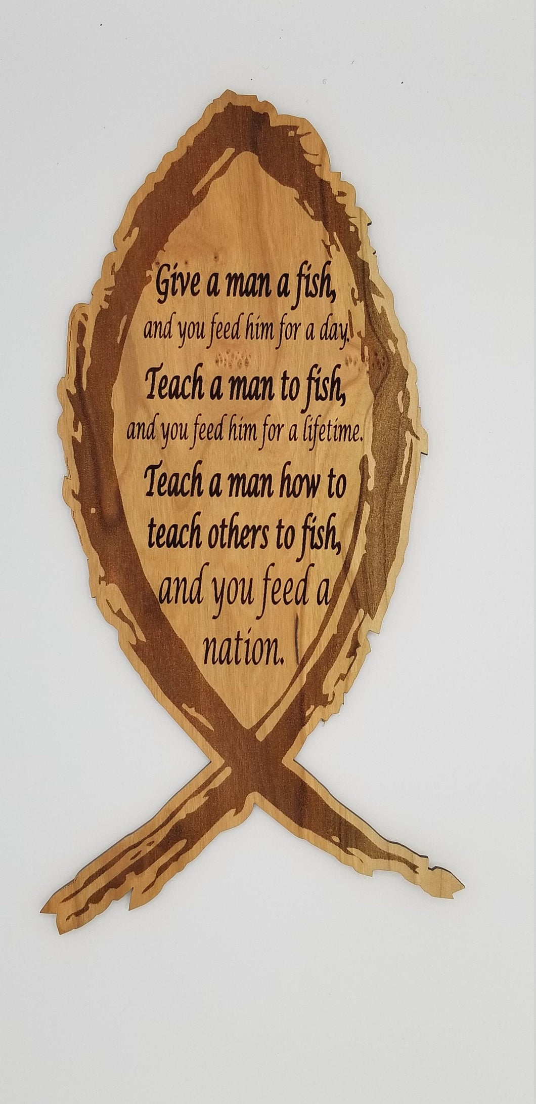 Give a man a fish wooden sign - Altered Goods