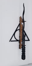 Load image into Gallery viewer, The wand chooses the wizard Cherry wood wand stand with deathly Hallows base - Altered Goods
