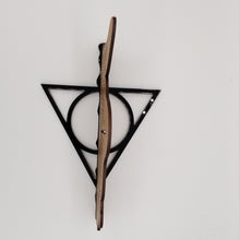 Load image into Gallery viewer, Three brothers Cherry wood sign with deathly Hallows base - Altered Goods
