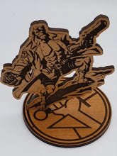 Load image into Gallery viewer, Hellboy cherry wood sign with bprd base - Altered Goods
