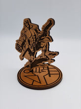 Load image into Gallery viewer, Hellboy cherry wood sign with bprd base - Altered Goods
