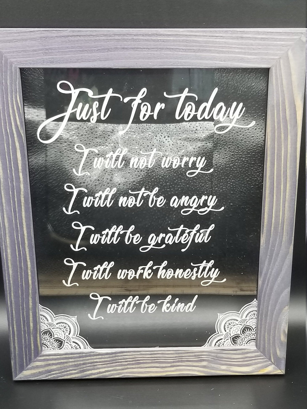 Just for today reiki principals wooden frame sign - Altered Goods